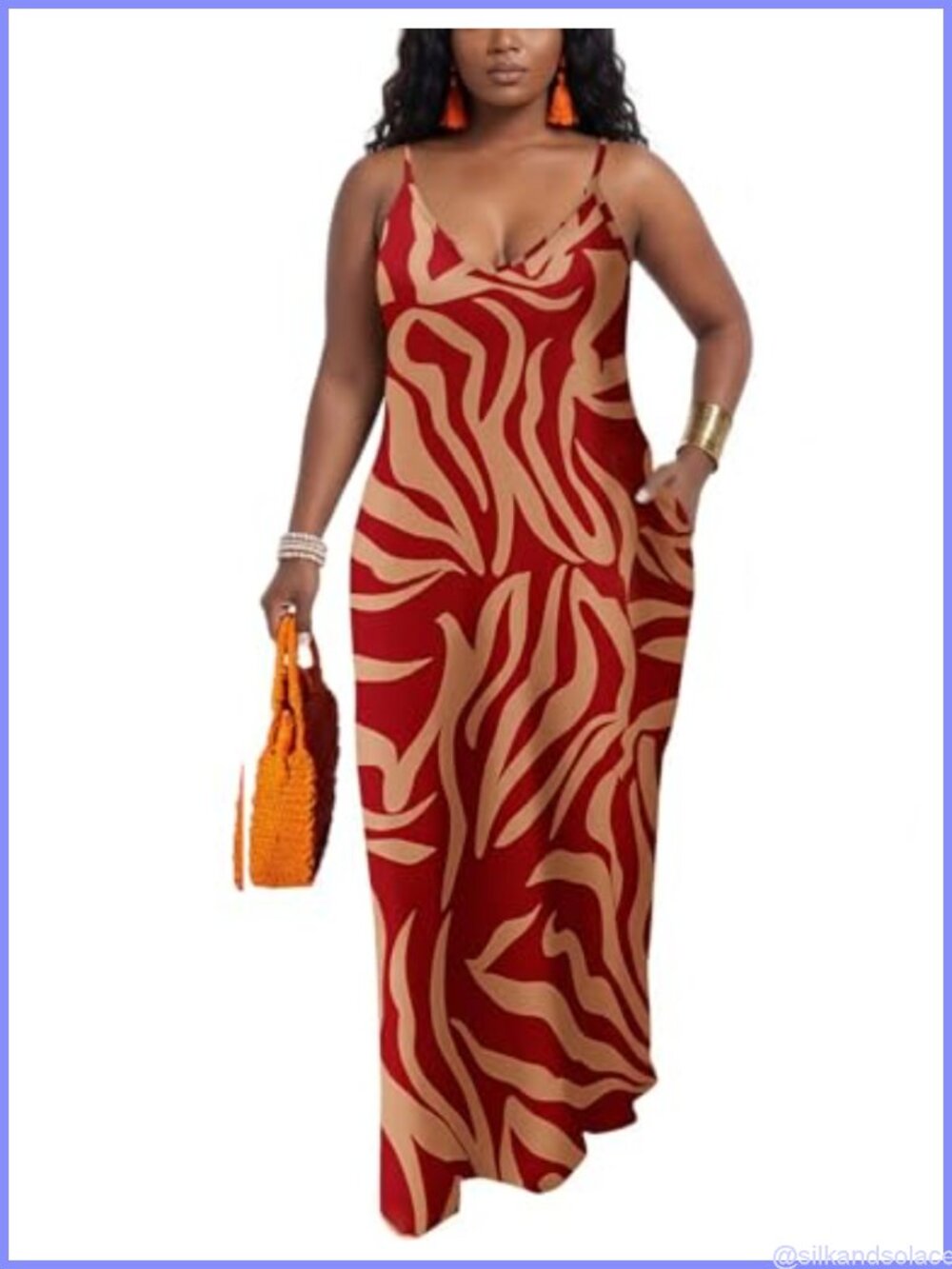 Plus Size Maxi Dress with Pockets V-Neck Sleeveless Sundress